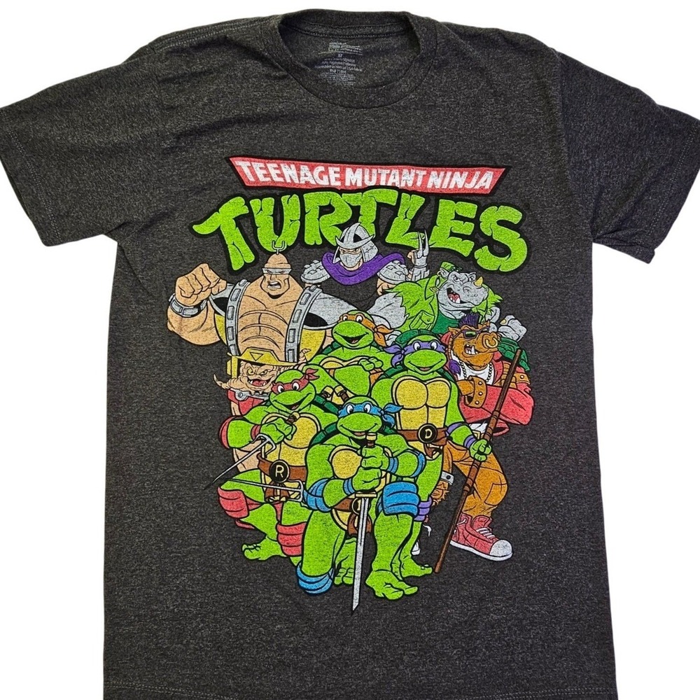 Teenage Mutant Ninja Turtles Men M Heather Charcoal Graphic T-Shirt TMNT Villain